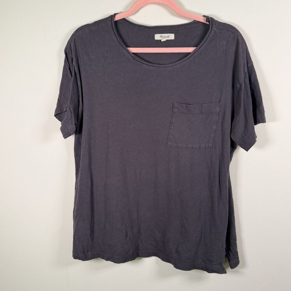 Madewell Womens Gray 100% Cotton Knit Scoop Neck Pocket T-Shirt Size M